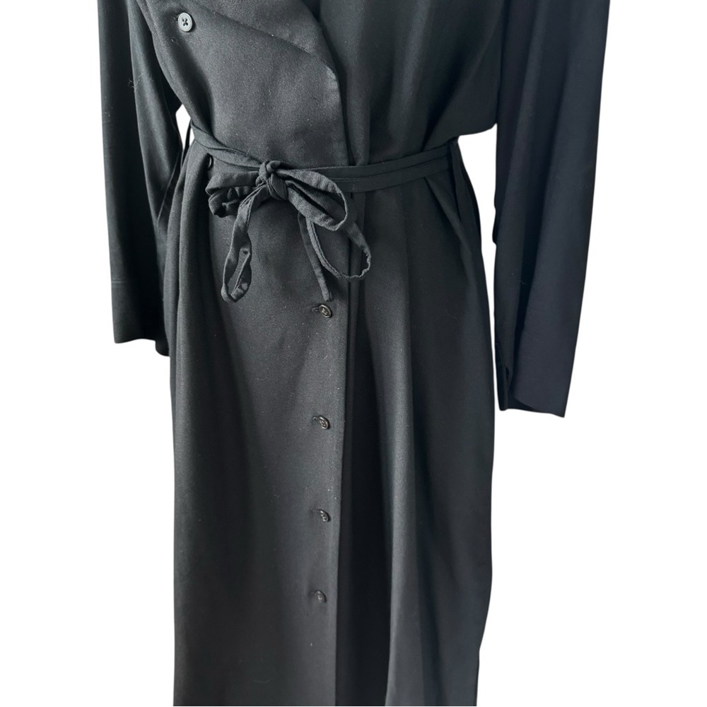 M.M. LaFleur ✘ Suzanne Trench Light Wrap Tie Collared Shirt Dress, Black, M - Picture 9 of 16